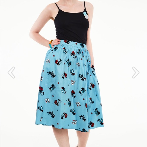 Voodoo Vixen Harper Kitten Print Skirt - Picture 2 of 8